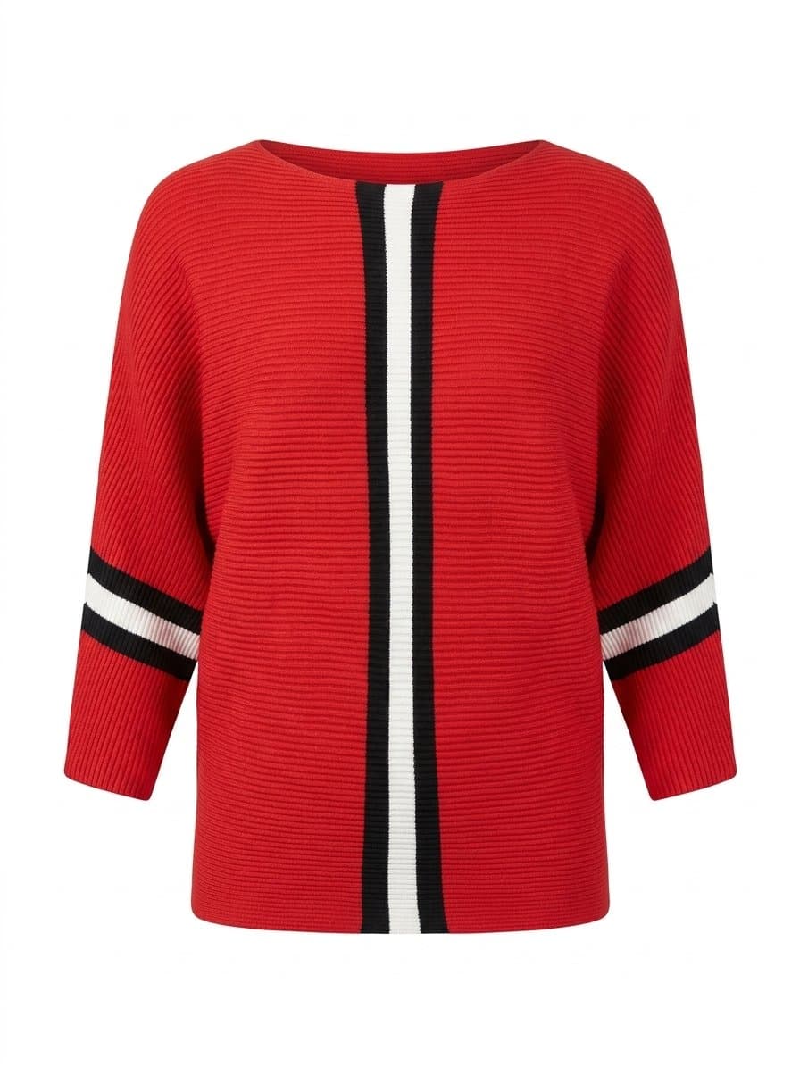 Blusa Tricot Verm/Preto/Off Kotton G, Vermelho, tamanho G