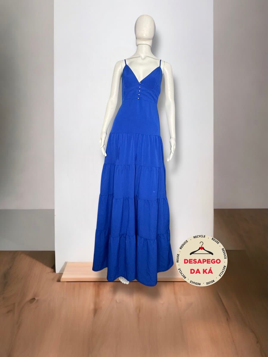 Vestido Longo Azul Protea P, Azul, tamanho P — foto 3