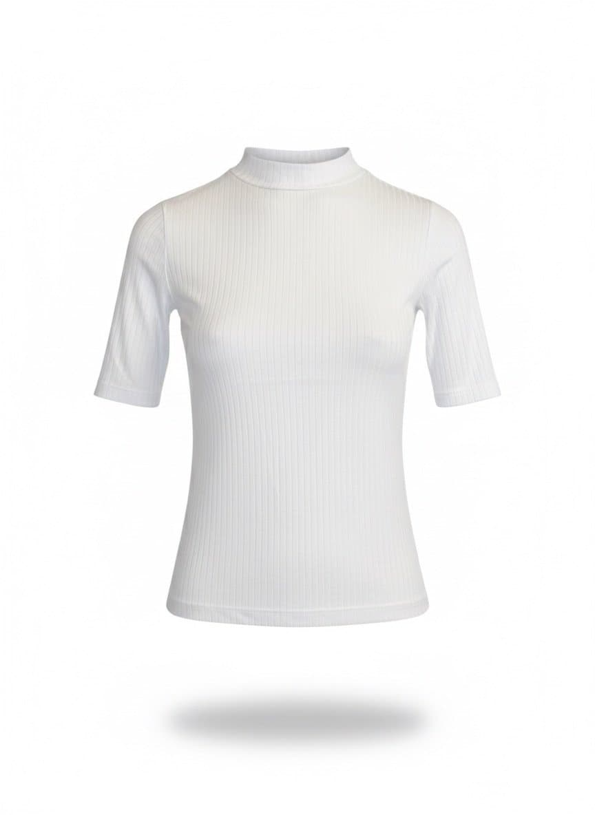 Tee Branca Gola Canelada P, Branco, tamanho P