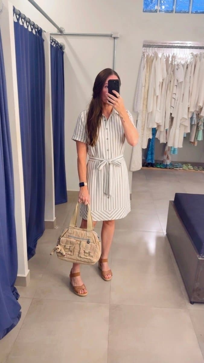 Vestido Chemise Listra Off/Bege Cholet P, Cholet, Branco, tamanho P — foto 3