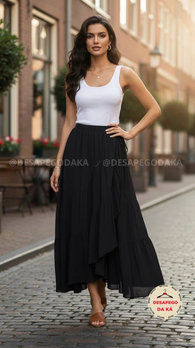 Saia Longa Preta Dress To M, Dress To, Preto, tamanho M — foto 2