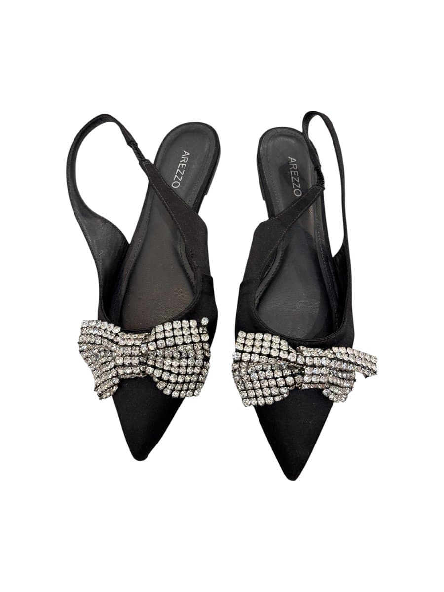 Mule Preto Laço Strass Arezzo, Arezzo, Preto, tamanho 34