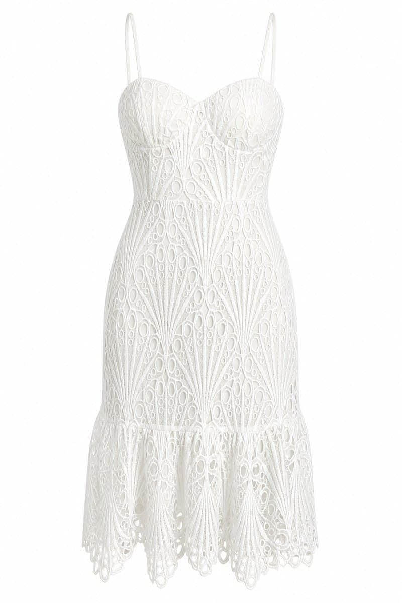 Vestido Branco Midi Renda Mamo, Branco, tamanho 42