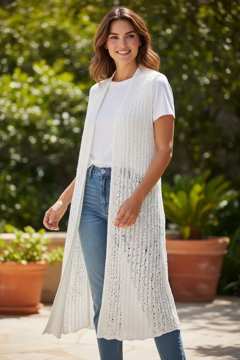 Colete Tricot Off Rosa Cha, Rosa Chá, Branco, tamanho UN — foto 2