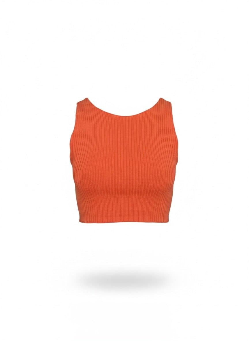 Cropped Canelado Duo, Laranja, tamanho P