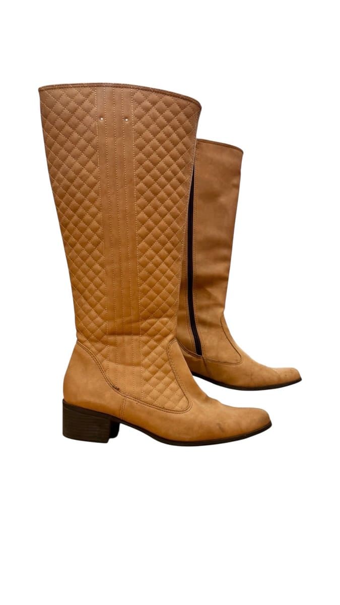 Bota Cano Alto Caramelo 37, Marrom-claro, tamanho 37