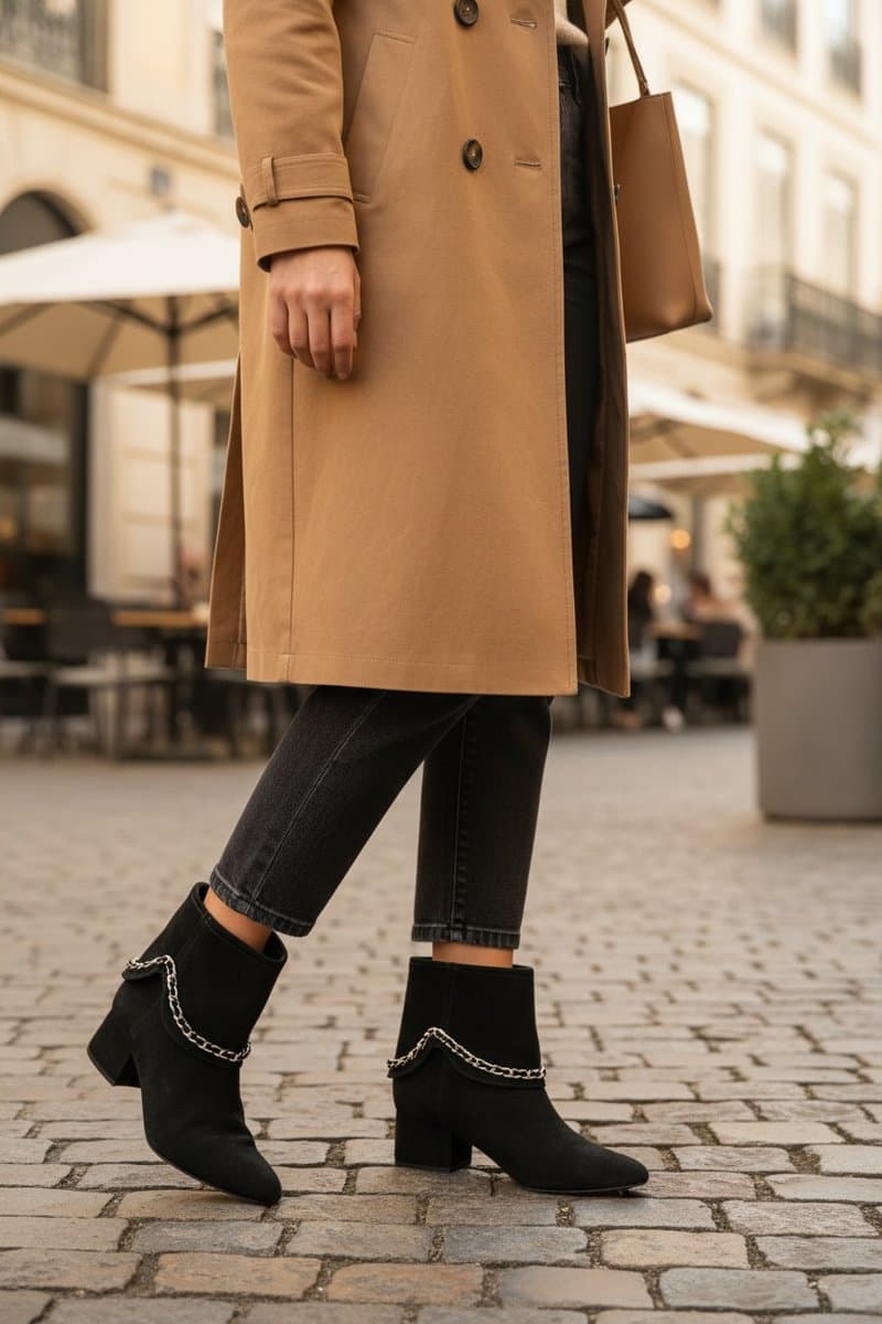 Bota Preta Camurça Corrente Schutz, Schutz, Preto, tamanho 37 — foto 2