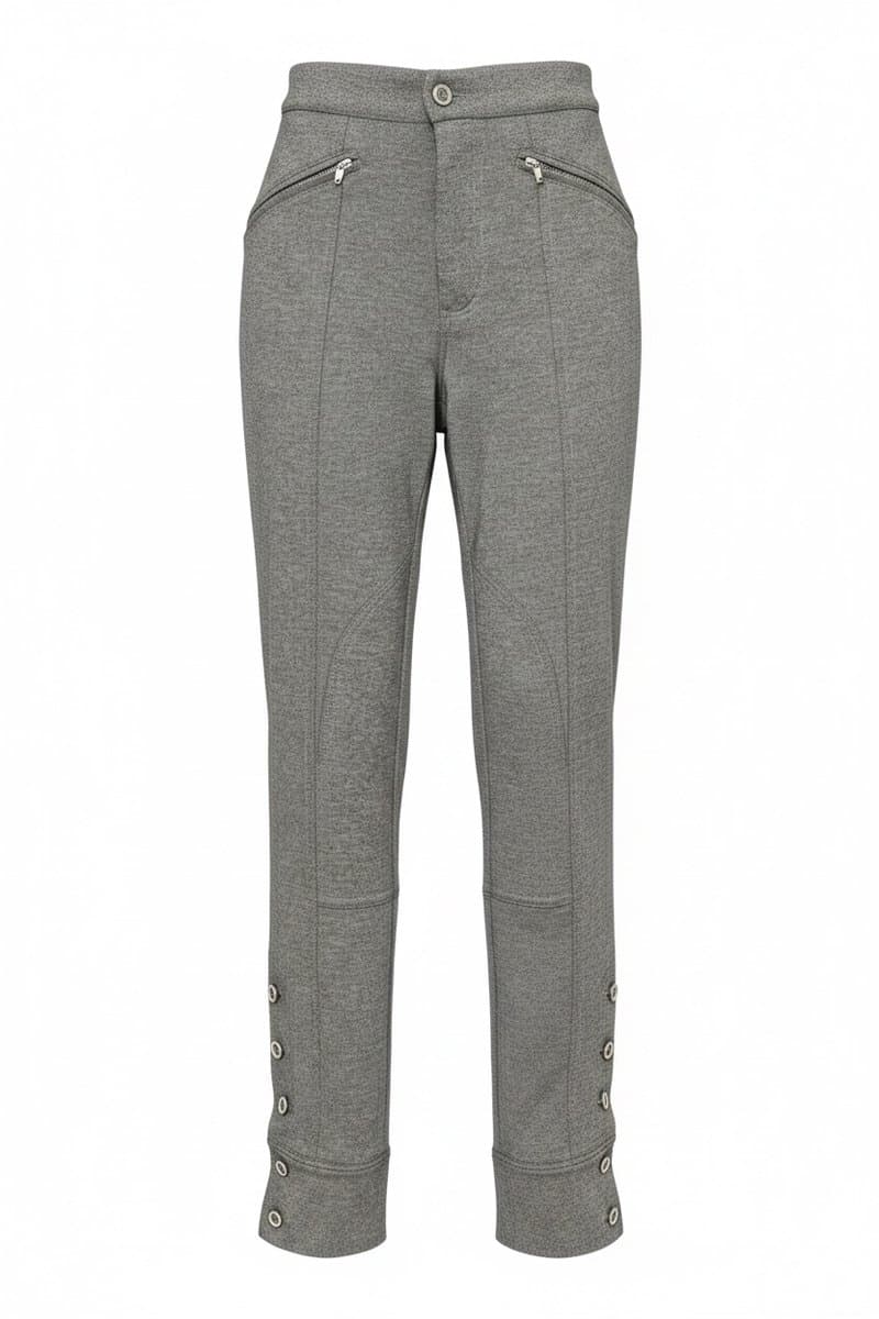 Calça Malha Chumbo Botoes, Cinza-escuro, tamanho P