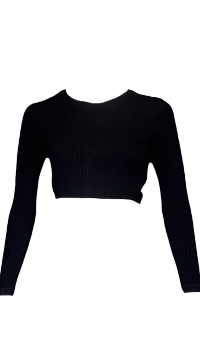Cropped ML Canelado Clock House P, Clock House, Preto, tamanho P
