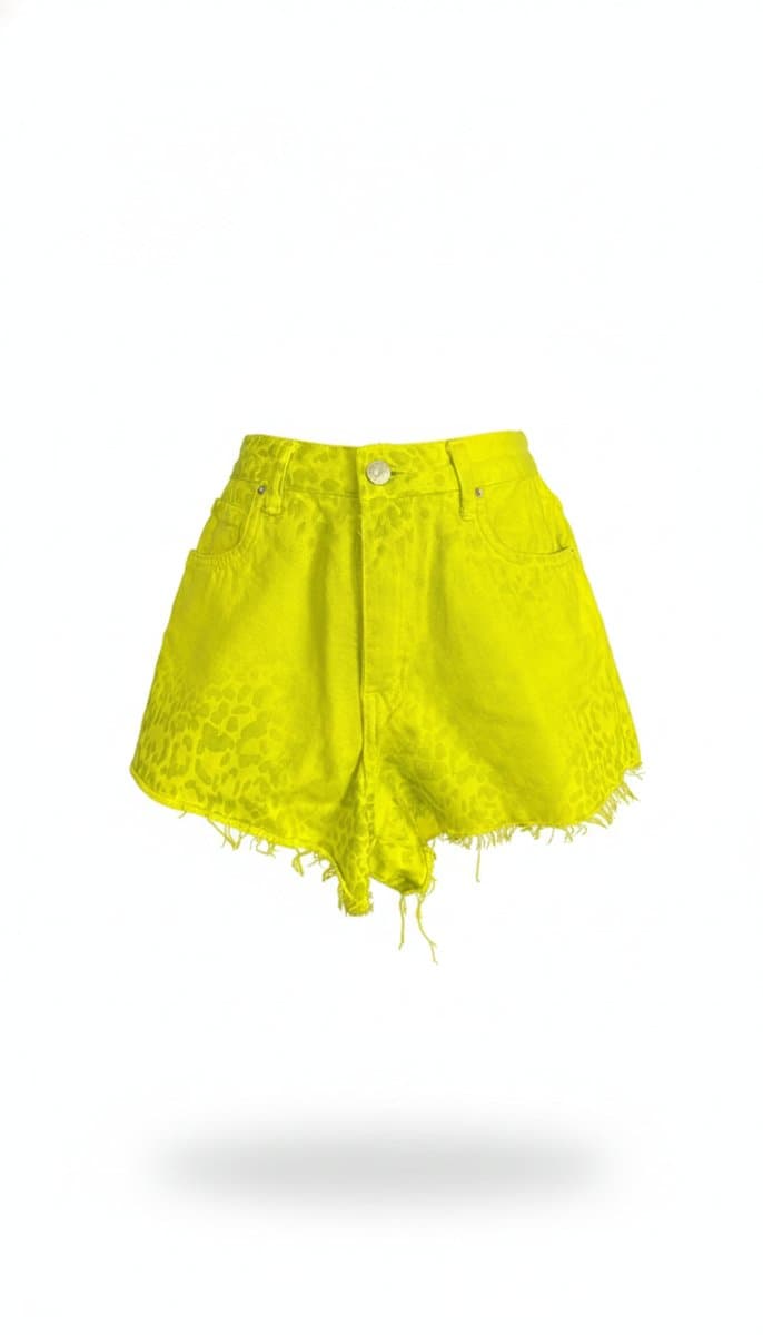Shorts Lima Animal Print Canal 36, Canal, Verde-limão, tamanho 36