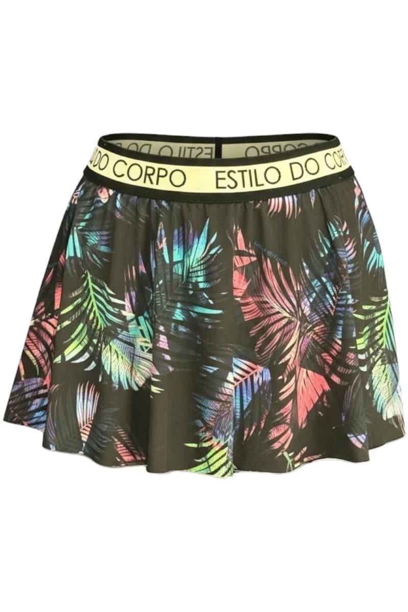 Saia Shorts  Estampado Colorido Com Preto Dicorpo, Dicorpo, Preto, tamanho GG