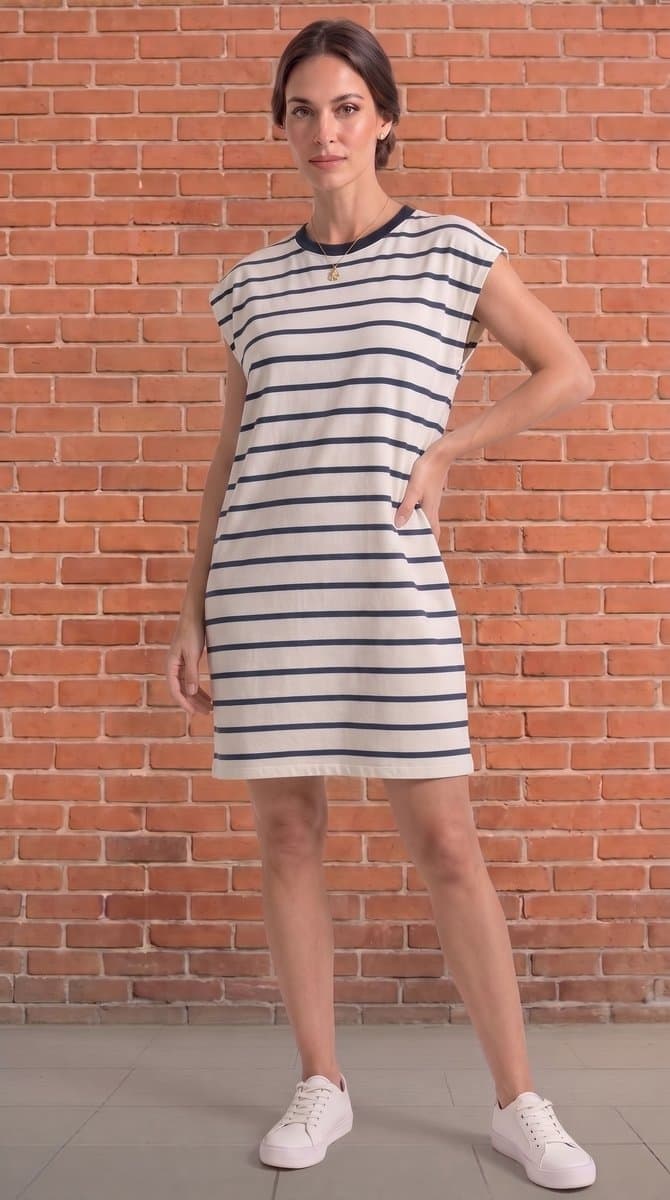 Vestido Tee Listra PB Basics, Preto, tamanho G — foto 2