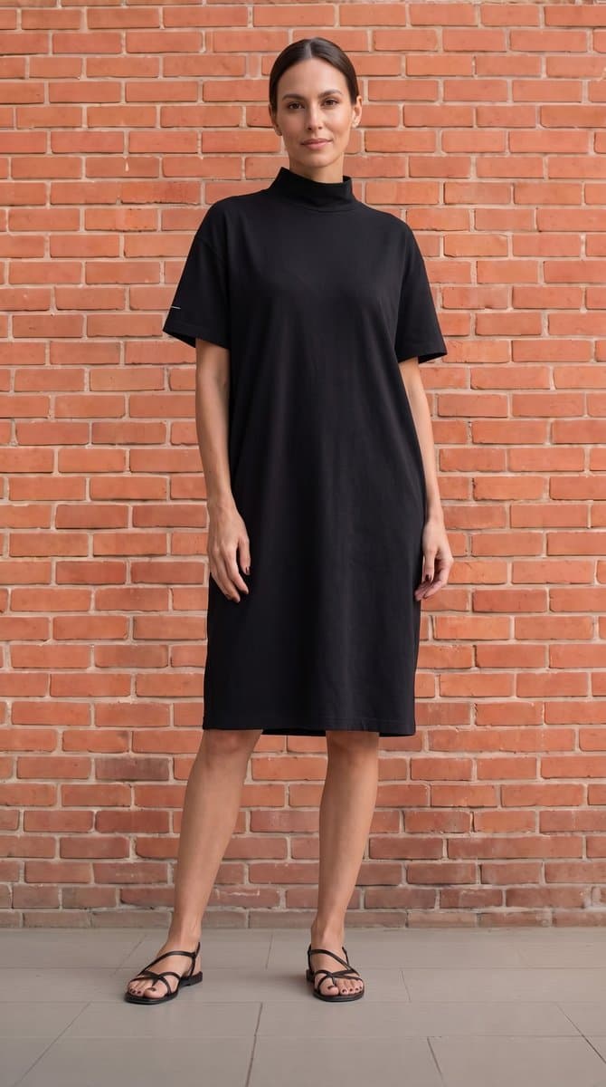 Vestido Tee Malha Preto, Preto, tamanho UN — foto 2