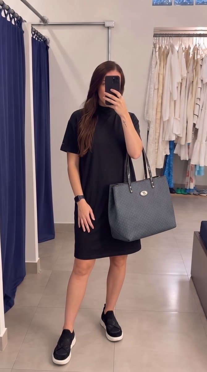 Vestido Tee Malha Preto, Preto, tamanho UN — foto 4