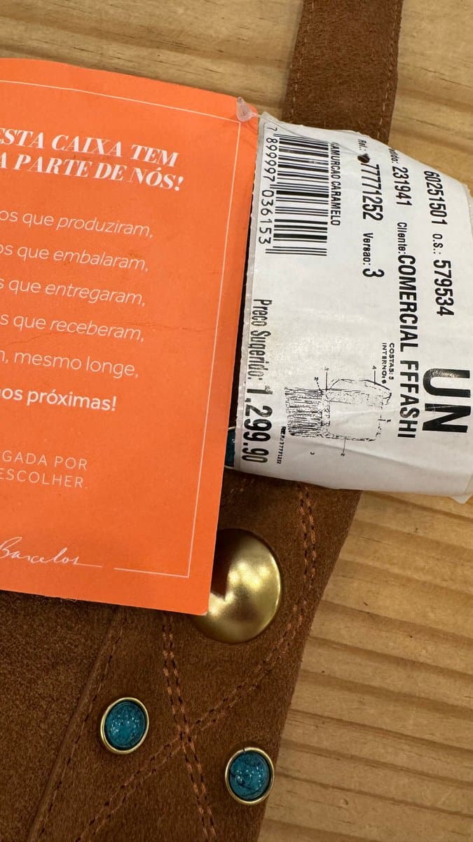 Bolsa Couro Camurça Franjas Caramelo Detalhes Turquesa Luiza Barcelos, Luiza Barcelos, Caramelo, tamanho UN — foto 3