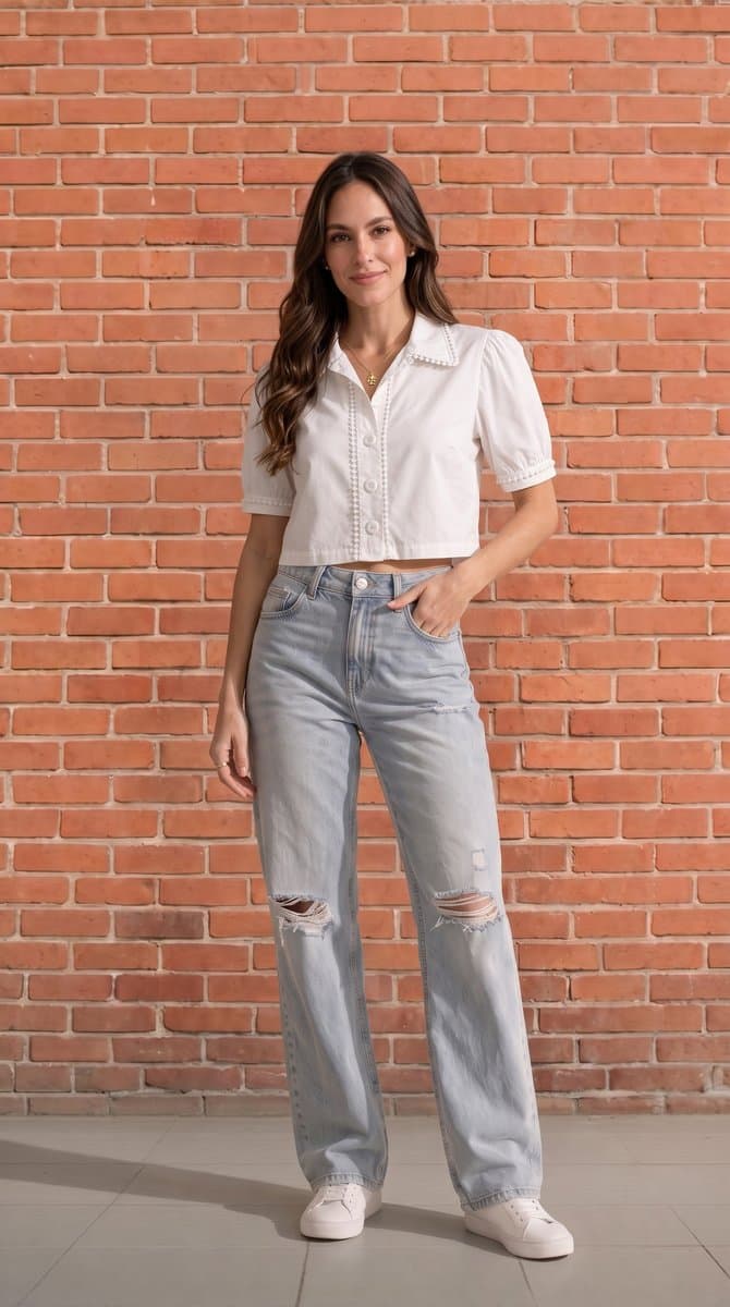 Camisa Cropped Branca Lateral, Branco, tamanho M — foto 2