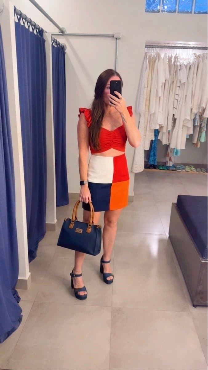 Saia Alfaitaria 4 Cores Abrand, A.Brand, Estampada, tamanho 42 — foto 3