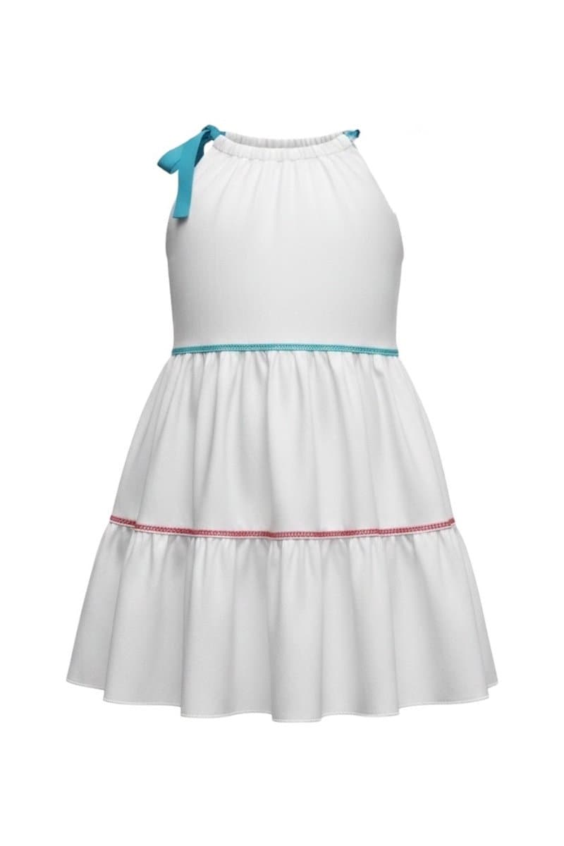 Vestido Off Detalhess Pink/Azul Aredes Kids, Branco, tamanho 8