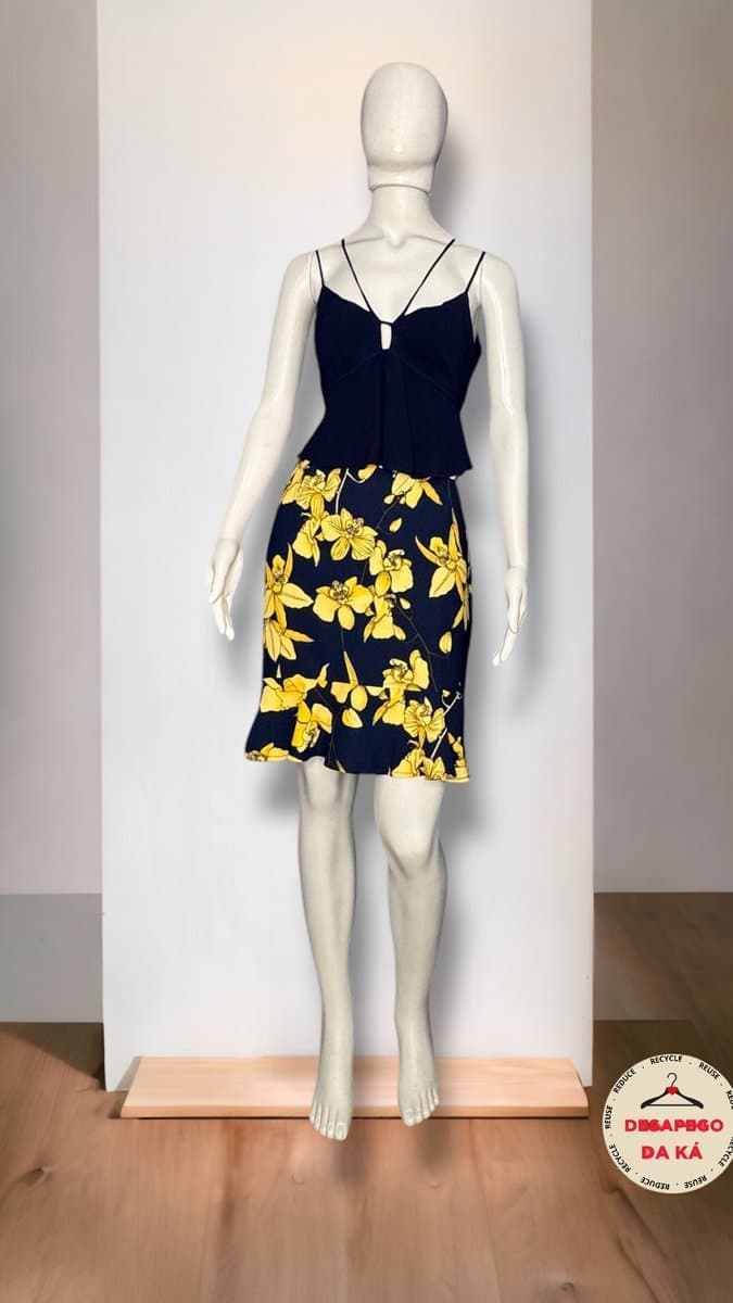 Saia Estampada Marinho/Amarelo Lelis 42, Lelis Blanc, Azul-marinho, tamanho 42 — foto 2