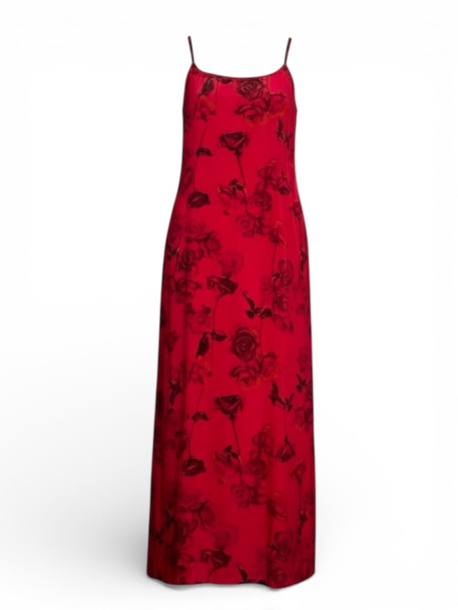 Vestido Midi Vermelho Flor Importando 42, Vermelho, tamanho 42