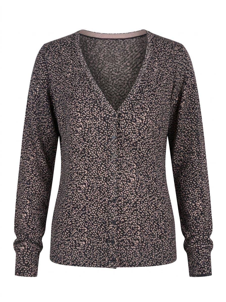 Cardigan Animal Print Marinho/Cinza Marisa G, Marisa, Azul-marinho, tamanho G