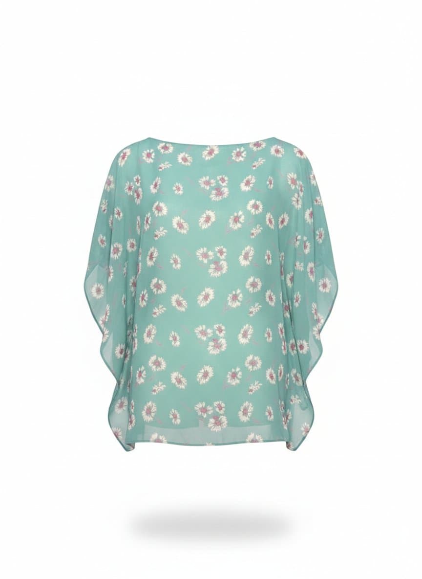 Blusa Turquesa C Flor G, Azul-turquesa, tamanho G