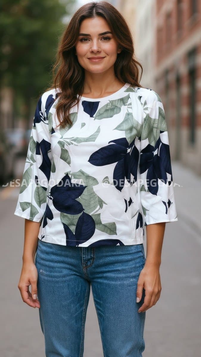 Blusa Off Flor Azul A Collection M, Branco, tamanho M — foto 2