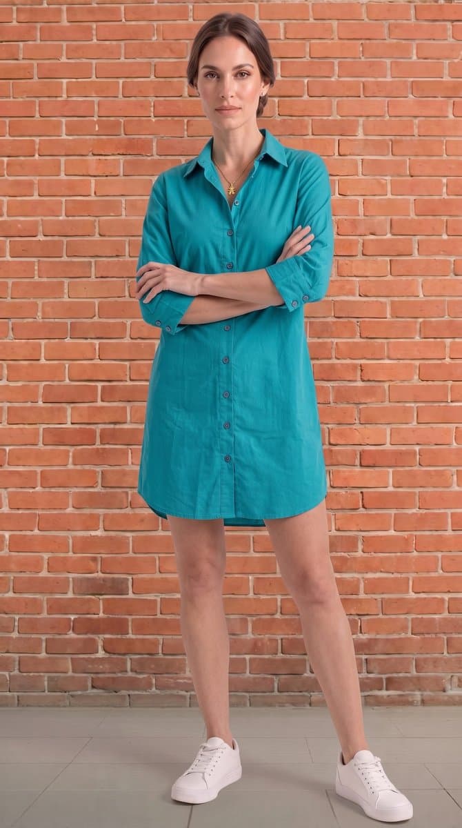 Chemise Turquesa Rita Carvalho, Azul-turquesa, tamanho M — foto 2