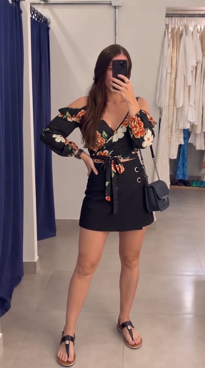 Blusa Ml Preta Estampa Flor Farm, Farm, Preto, tamanho P — foto 4