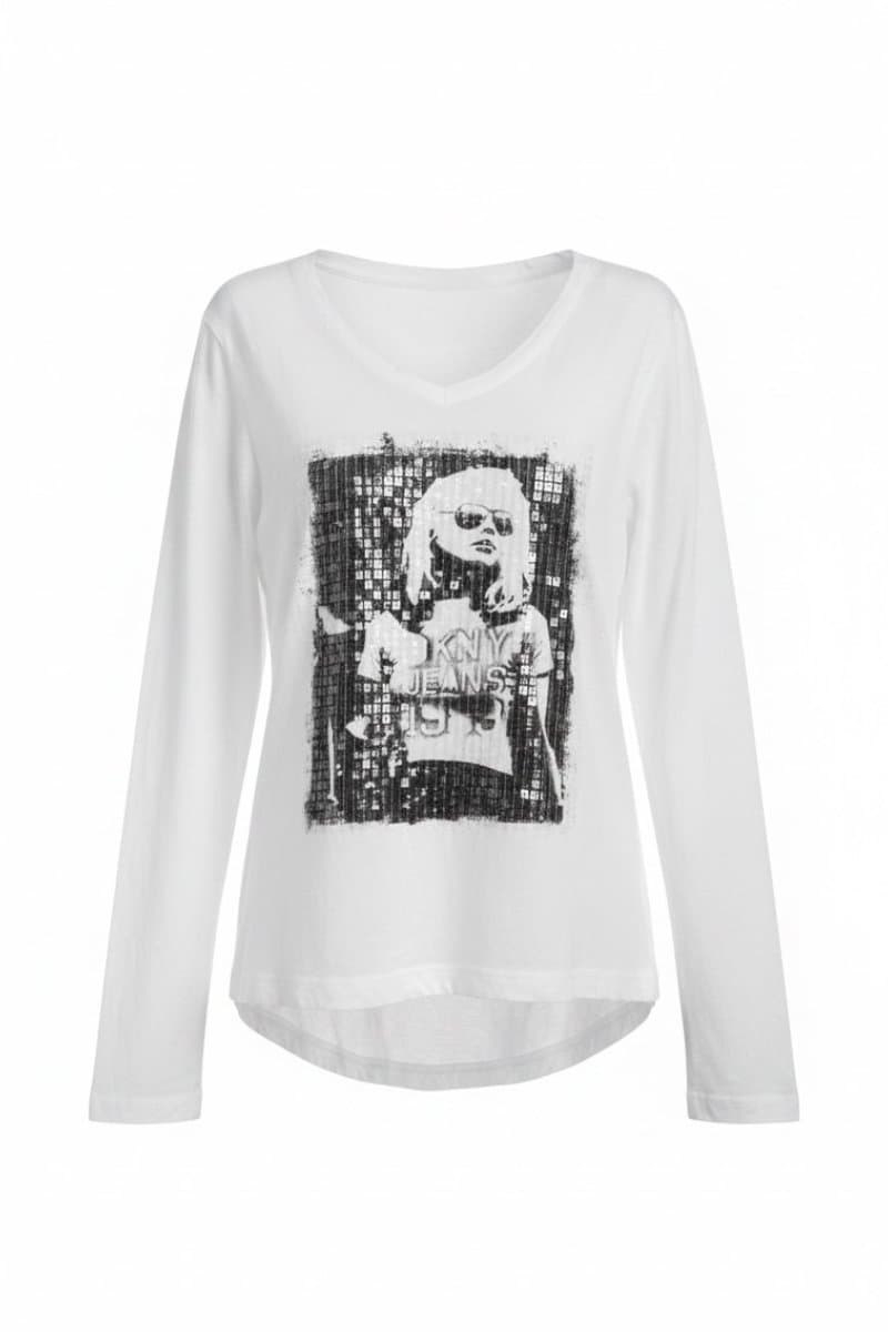 Blusa Ml Off Rosto/Paete Dkny, DKNY, Branco, tamanho M
