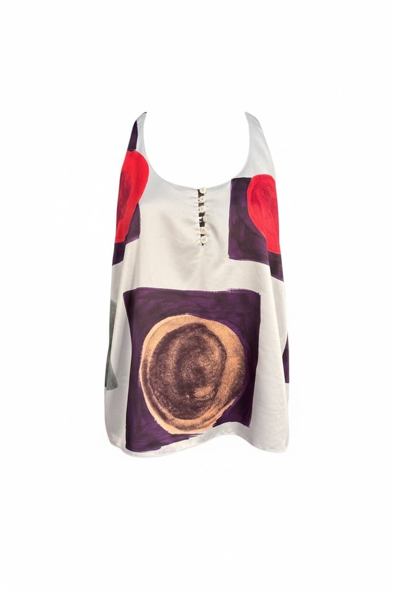 Regata Cetim Estampa Verm/Roxo/Cinza Mob, MOB, Vermelho, tamanho P