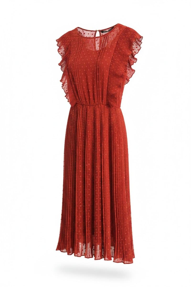 Vestido Marsala Plissado Zara, Zara, Bordô, tamanho P