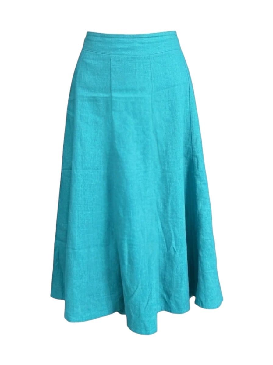 Saia Midi Turquesa Mia, Azul-turquesa, tamanho P