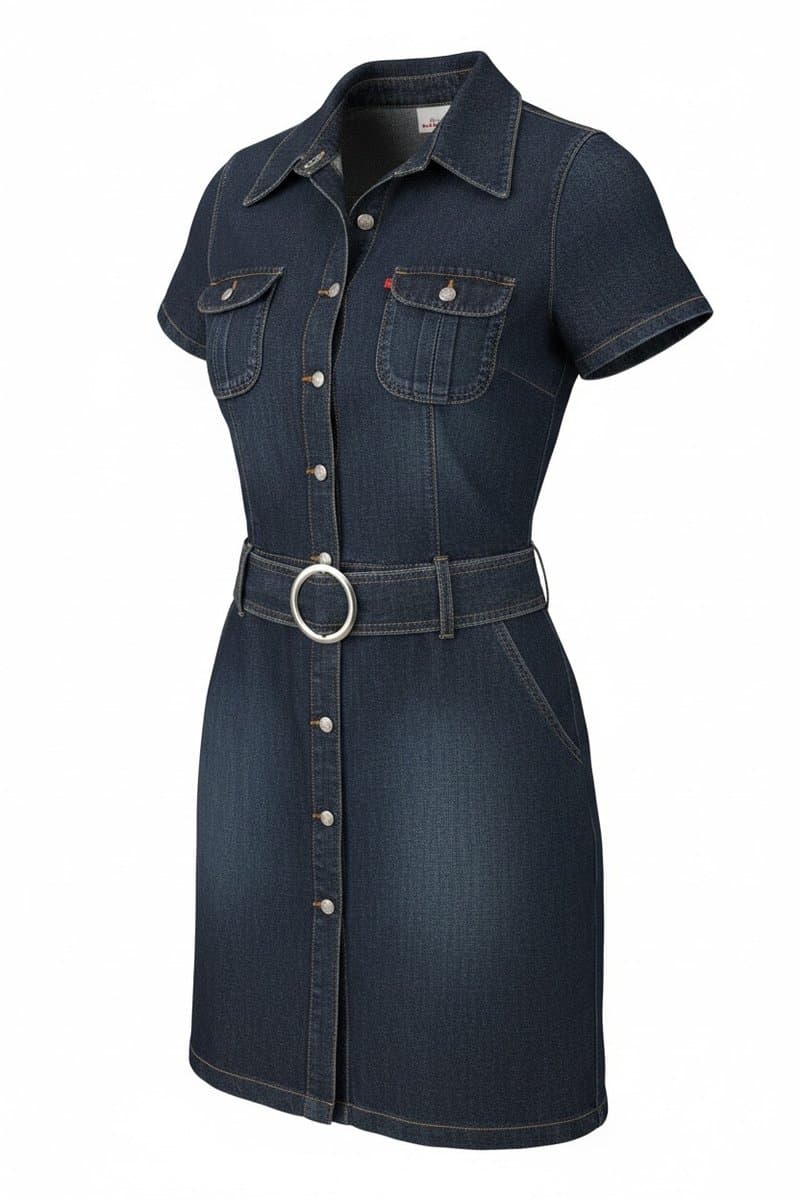 Vestido Curto Jeans Botões La Foret, Azul, tamanho 40