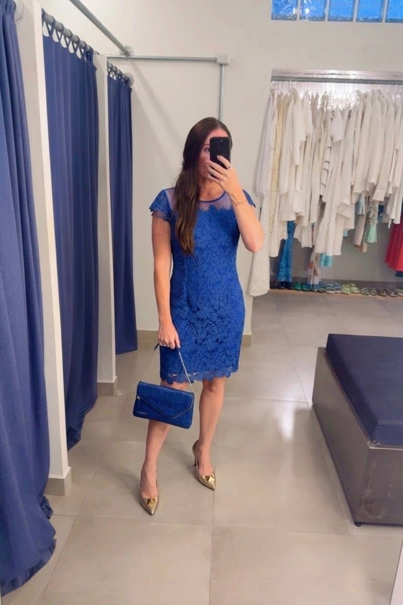 Vestido Renda Azul Bic, Azul, tamanho P — foto 3