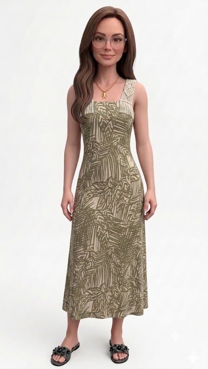 Vestido Longo Estampa Cinza/Off, Cinza, tamanho P — foto 4