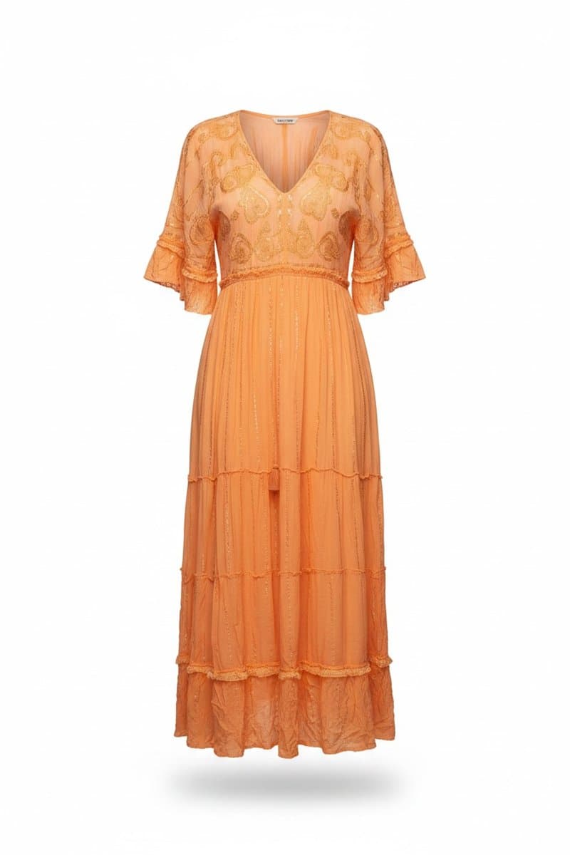 Vestido Salmao Indiano, Coral-claro, tamanho UN