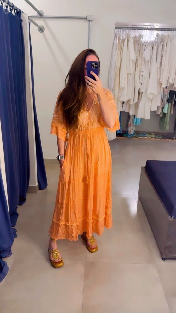Vestido Salmao Indiano, Coral-claro, tamanho UN — foto 3