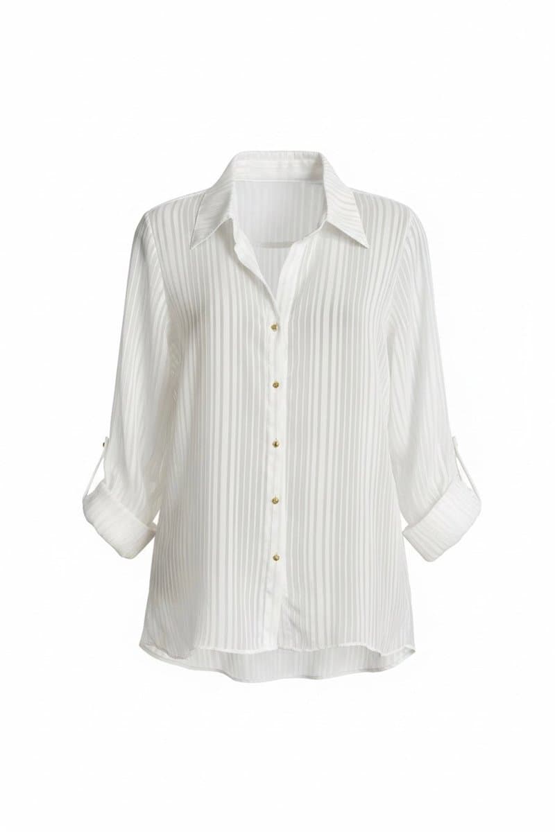 Camisa Off Fio Lurex Transparencia Ampla Vitral, Branco, tamanho G