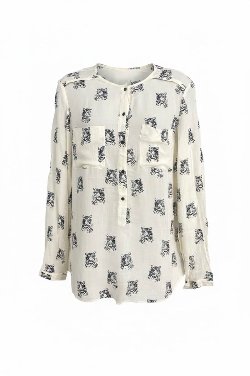 Camisa Off Estampa Tigre Preto, Branco, tamanho PP
