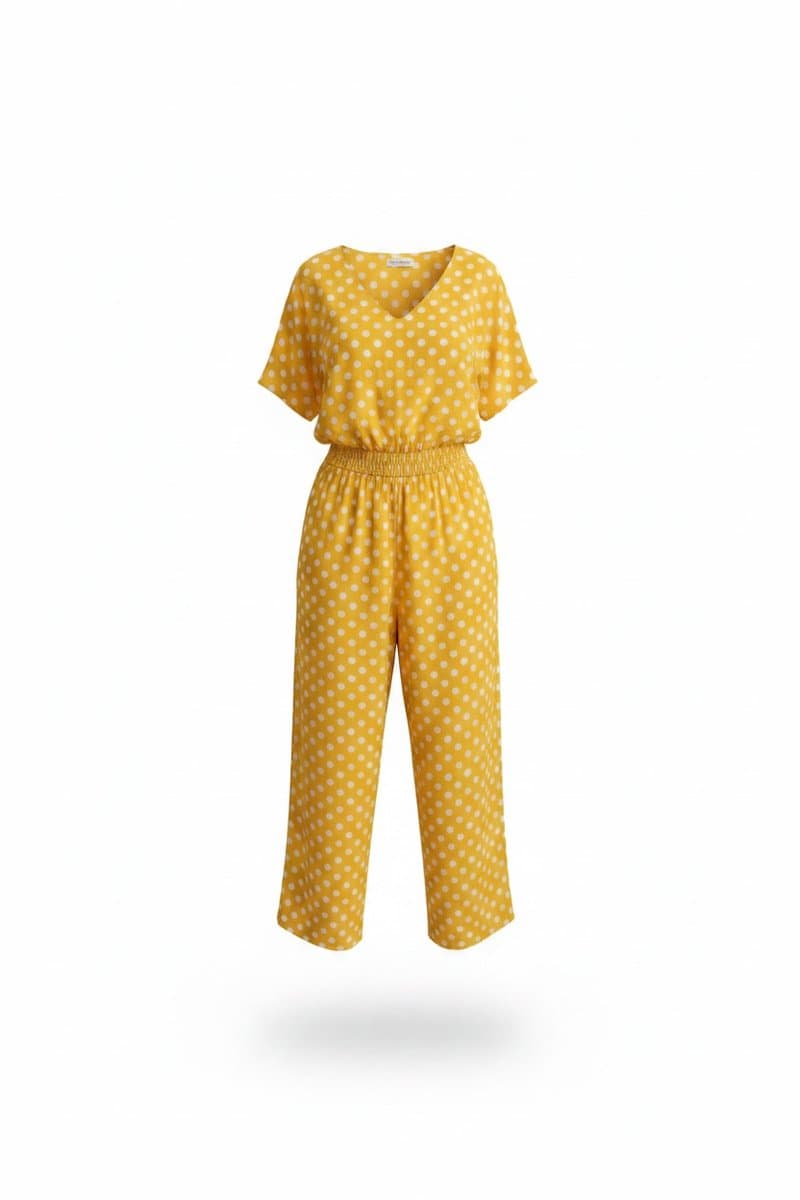 Macacao Amarelo Poa, Amarelo, tamanho UN até GG