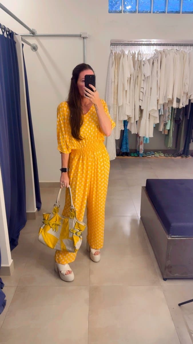 Macacao Amarelo Poa, Amarelo, tamanho UN até GG — foto 3