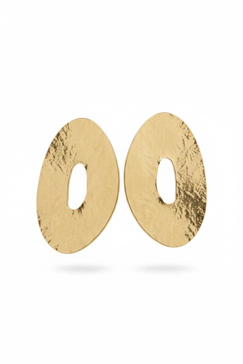 Brinco Organico Oval Dourado, Dourado, tamanho Não informado