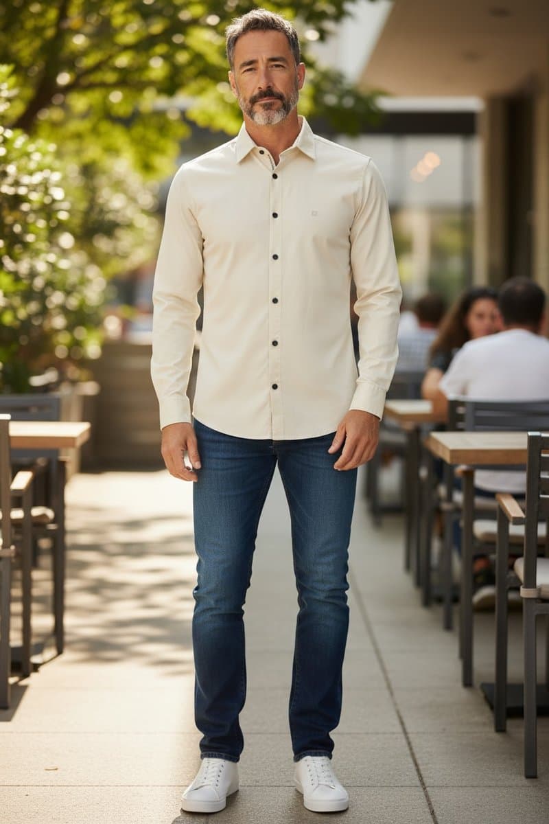 Camisa Ml Bege Jones&co, Bege, tamanho G — foto 2