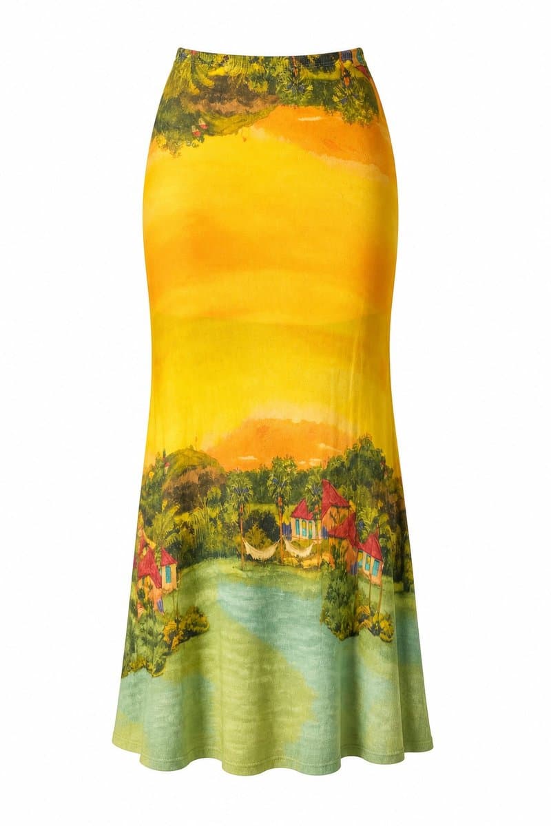 Saia/Vestido Estampa Casinha Amarelaa Farm, Farm, Amarelo, tamanho M