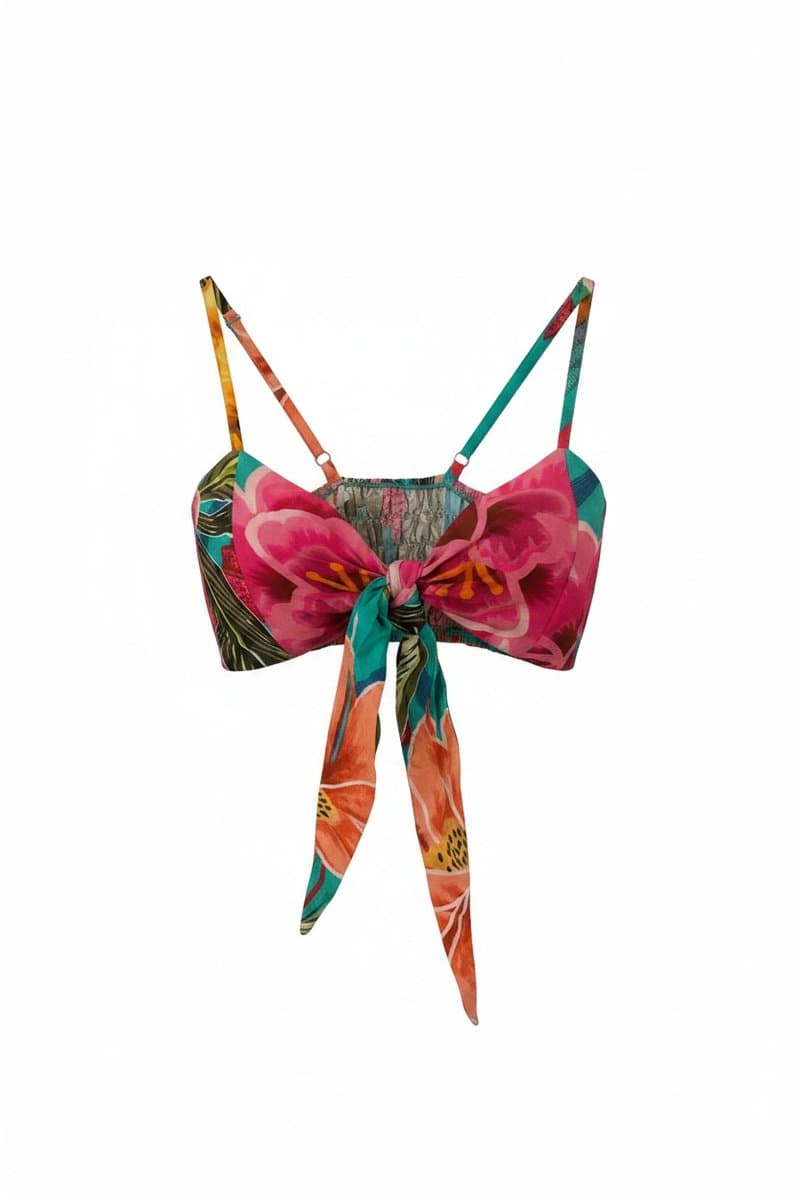 Top Amaraçao Estampa Flor Verde Christina Costa - Com Etiqueta, Christina Costa, Verde, tamanho M