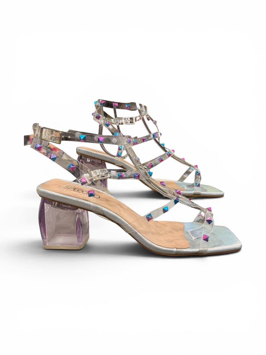 Sandalia  Vinil Spikes Pink/Azul Specchio, Specchio, Rosa-chiclete, tamanho 39