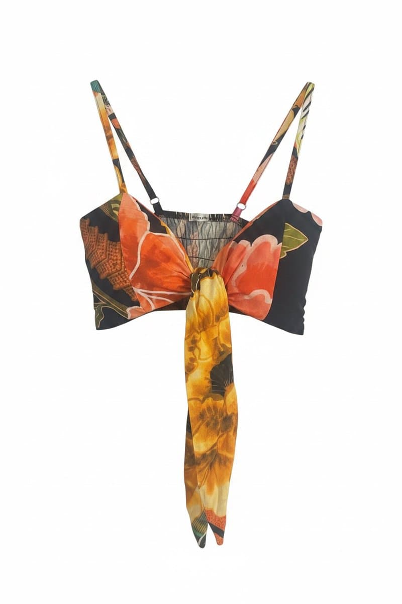Top Amaraçao Estampa Flor Preto Christina Costa - Com Etiqueta, Christina Costa, Preto, tamanho M