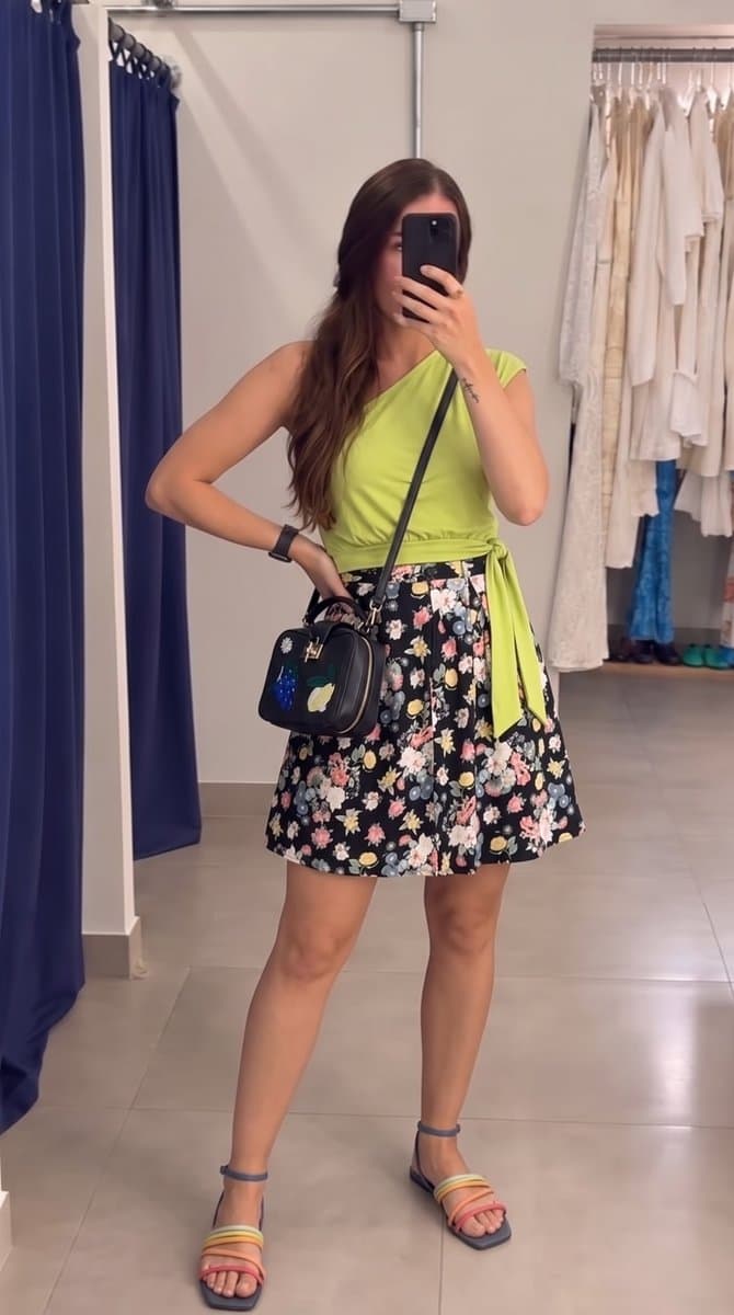 Tee Malha Lima Um Ombro So Amarração Dress To, Dress To, Verde-limão, tamanho M — foto 4