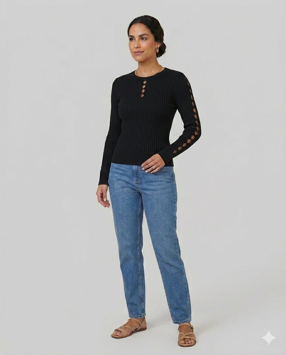 Tricot Preto Edmeia P, Preto, tamanho P — foto 2
